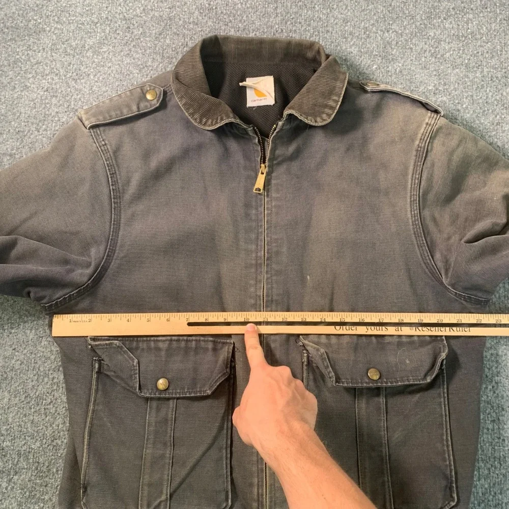 Carhartt Vintage Duck Canvas Bomber Jacket Gray Corduroy Collar  XL